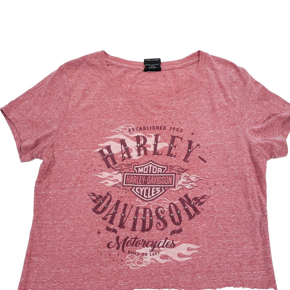 Harley Davidson Motorcycles Heathered Tshirt Red Fitted L Eastgate Cincinnati OH